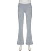 Women Flared Pants Elastic High Waist Solid Color Casual Trousers Basic Style Slim Fit Long Pants