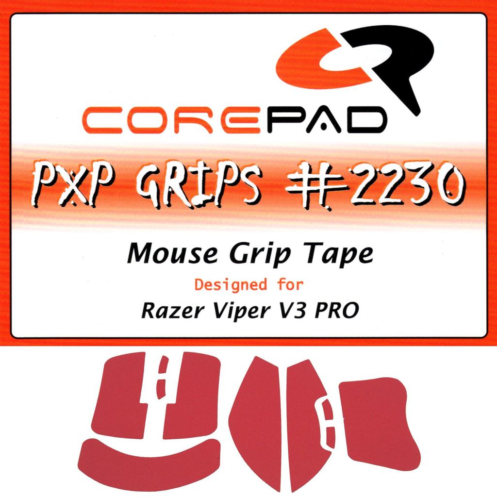 Corepad PXP Grips Razer Viper V3 Pro Grip Tape, 1 Set, Soft Polymer Rubber (Red)