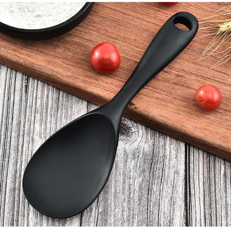 1pc Kitchen Utensils Food Grade Heat Resistant Silicone Rice Spoon Heat Resistant Sushi Scoop Silicone Plastic Rice Paddle