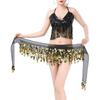 Belly Dance Color Sequin Film Gong Hip Scarf Skirt With Gold Coins For Women Belly Dancer Costume Chiffon