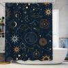 Gothic Astral Shower Curtain with Golden Constellation Sun Moon Eye Design for Bathroom Decor Navy Blue White Sun Moon Bathroom