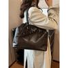 Vintage Brown Lady Commuter Handbags Textured PU Leather Fashion Shoulder Bag Autumn Winter Women Underarm Bags