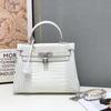 New Genuine Leather Women's Bag Himalaya White Crocodile Pattern Water Bag Handheld Shoulder Bag Cross Border