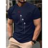 Summer Men's Geometric Airplane Print Fashionable Casual Loose Sports Round Neck Short Sleeved T-shirt Top
