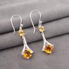Citrine Gemstone 925 Stamped Silver Jewelry Zircon Hook Earrings 1.84" For Women CZE-9-2