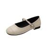 Mary Jane Shallow Single Shoes Women's Spring and Summer 2025 New Korean Version Versatile Square Head Flat Bottom Soft Sole Doudou Shoes Women