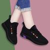 New Casual Women's Shoes Fly-woven Mesh Breathable Black Thin Sports Shoes Versatile Soft-soled Mother Shoes Single Cotton Optional