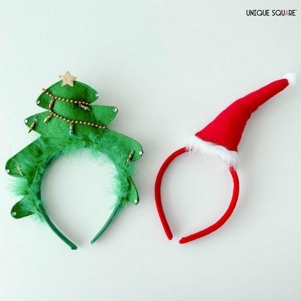 Unique Square Santa Hat Christmas Tree Emotional Party Props Hairband Headband