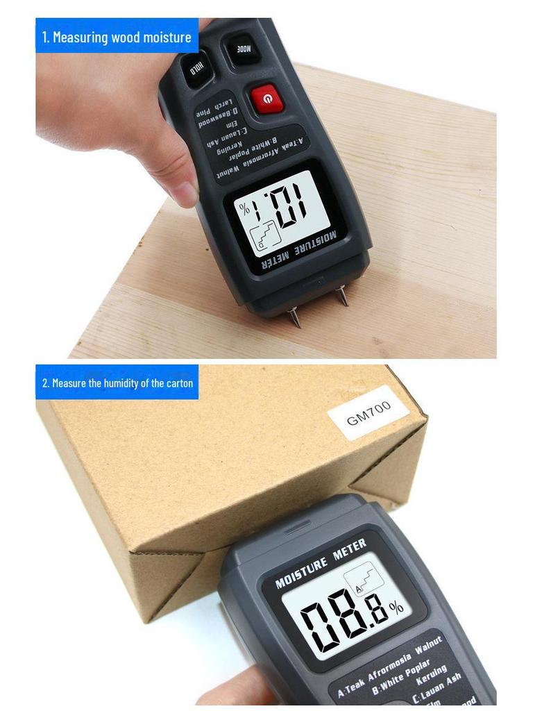 Moisture Content Tester: Wood & Wall Dryness and Humidity Detector