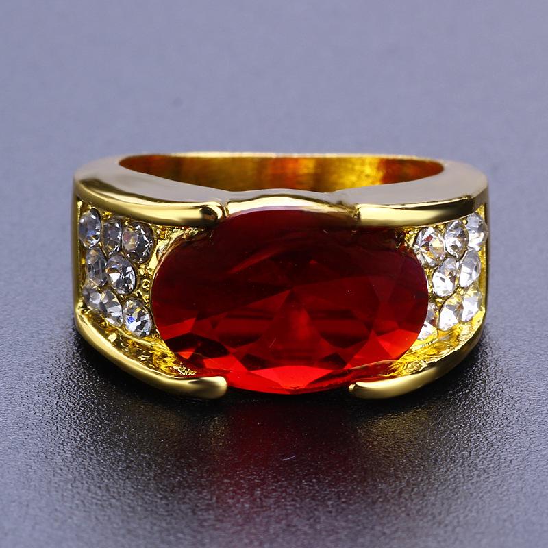 Ruby-Inlaid Black Gunmetal & Gold-Plated Rings for Men and Women - Perfect for Parties & Weddings.