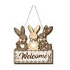 Yousheng Easter Welcome Door Sign Gnome Bunny Flower Egg Door Hanging Sign Front Door Hanger Wooden Spring Holiday Decorative Wall Plaque