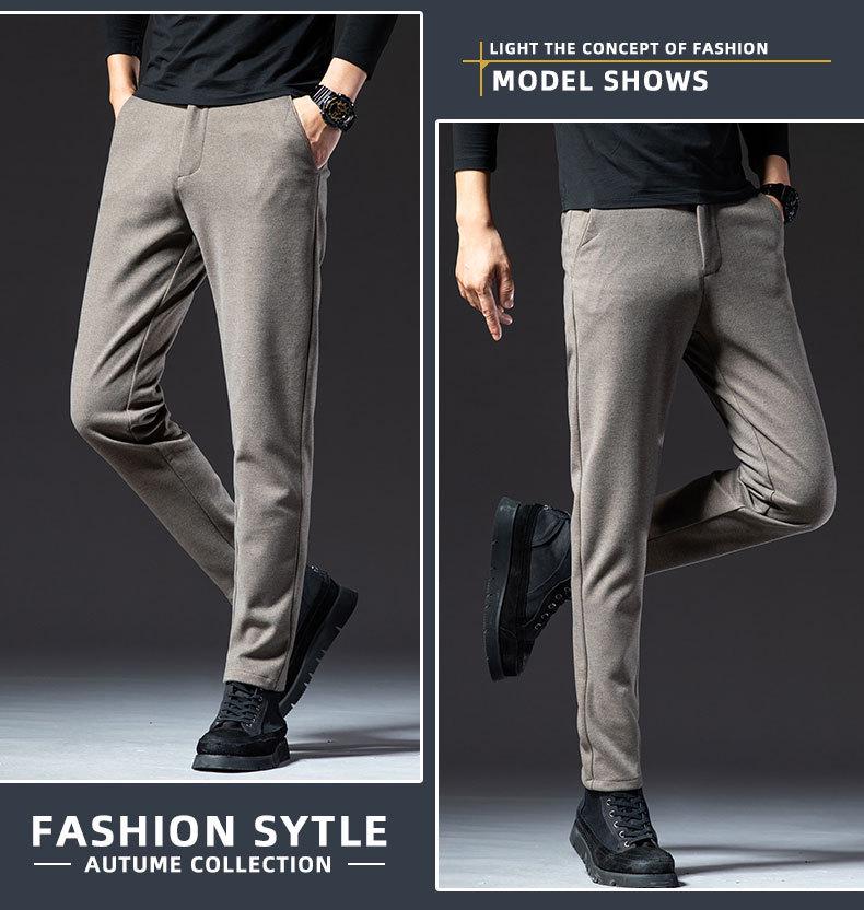 Men's Velvet Winter Pants: High-Grade Woolen, Elastic, Thick, Warm Casual Wear for Dad