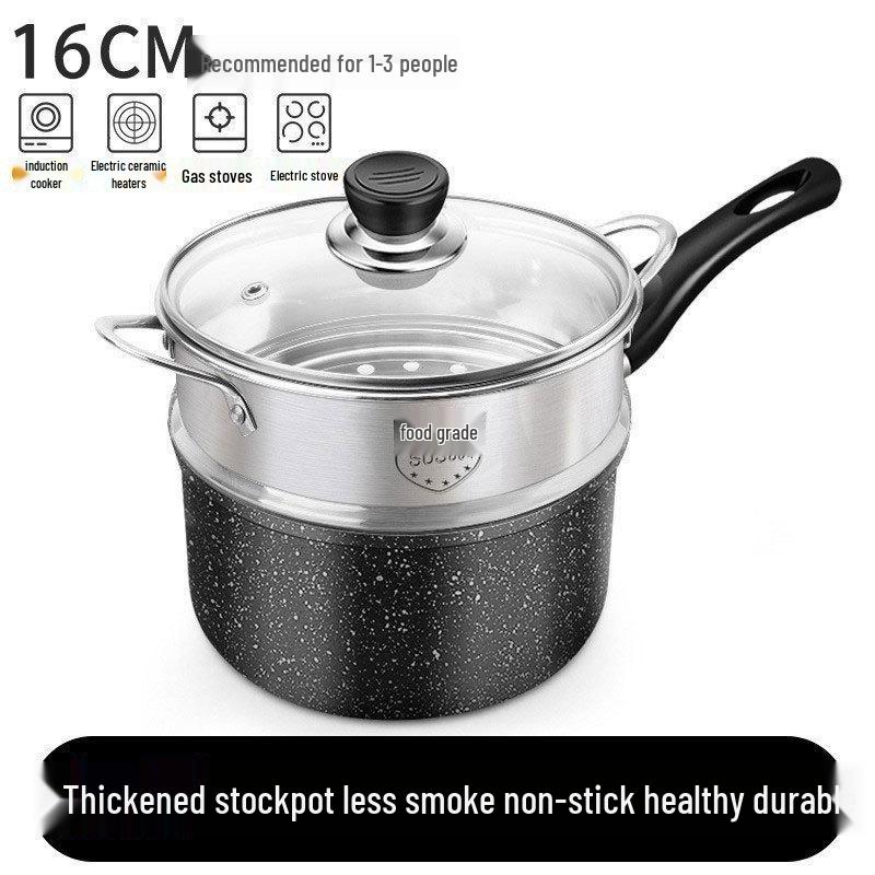 Mini Maifan Stone Milk Pot: All-in-One Ramen, Noodle, Fry, Boil, and Soup Pot for Home Cooking and Kids' Food.