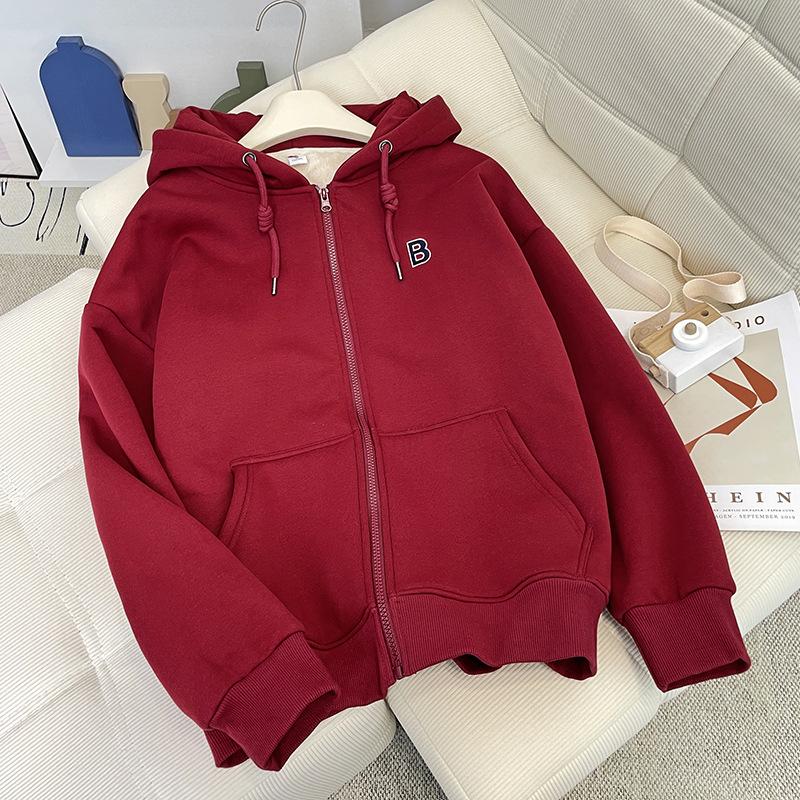 Women's Winter Lining Padded Thickened Jacket Plus Size Loose Hooded Warm Jacket