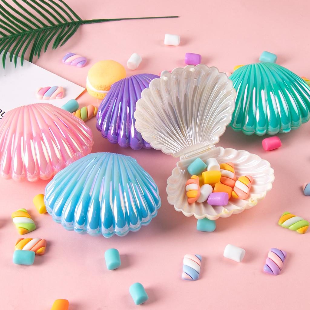 5pcs Shell-Shaped Plastic Candy Boxes - Perfect for Baby Showers, Weddings, Mermaid Birthday Parties, and Favors