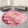 Yousheng Lotus Flower Floor Mat Round Living Room Rug Lotus Pattern Carpet with Non-Slip Backing for Home Office Bedroom Kitchen