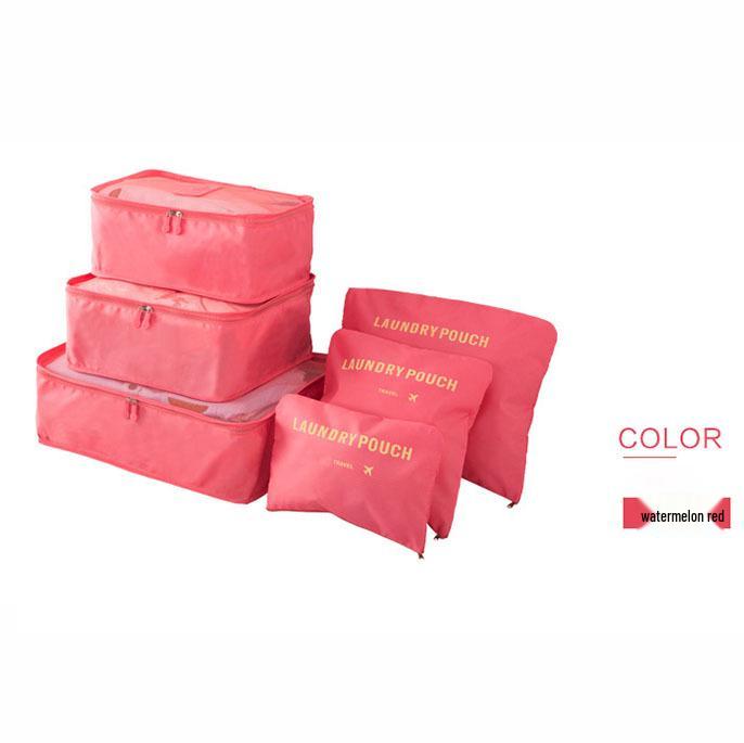 6-Piece Oxford Cloth Travel Storage Set: Includes Shoe Bag, Underwear Organizer, and More.