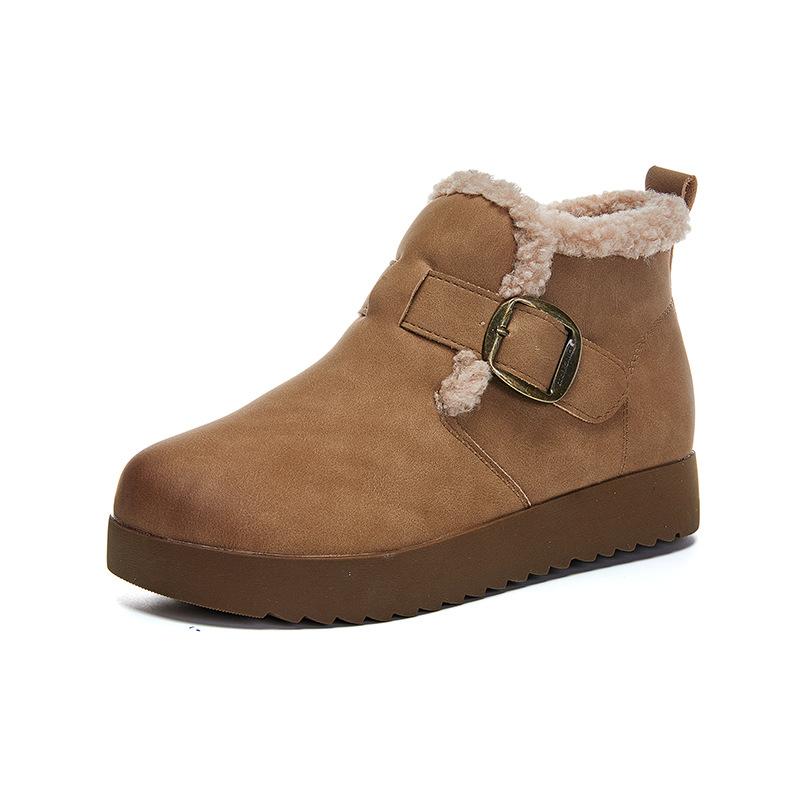 New Retro Snow Boots Women's 2025 Winter Thick-soled Heightening Martin Boots Women's Velvet Warm Women's Boots Versatile Boots