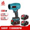 1200W Electric Turbo Blowers Jet Fan 200M/S Violent Air Blower Car Dryer Dust Blowing Power Tool for Makita 18V Battery