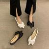 Fashion Flat Shoes for Women Plus Size 43 44 Spring  Autumn New Style Pointed Toe Bow Black Ladies Shoes  Loafers  Women Shoes