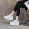 8CM Autumn Genuine Leather Women Casual Shoes Super Thick Platform Wedge Women Sneakers Chunky Shoes New Summer White Skateboard