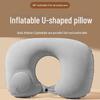 U-Shape Press-and-Inflate Travel Pillow for Airplanes, Trains, Students; Neck Cushion, No Mouth Inflation Needed