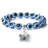 10mm Lucky Blue Evil Eye Bracelet Palm Butterfly Owl Elephant Pendant Charm Crystal Resin Beaded Bracelets for Women Men Jewelry