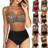 Women's Spring And Summer Sexy Soild Split High Waist Bikini Swimsuit (2 Sets)