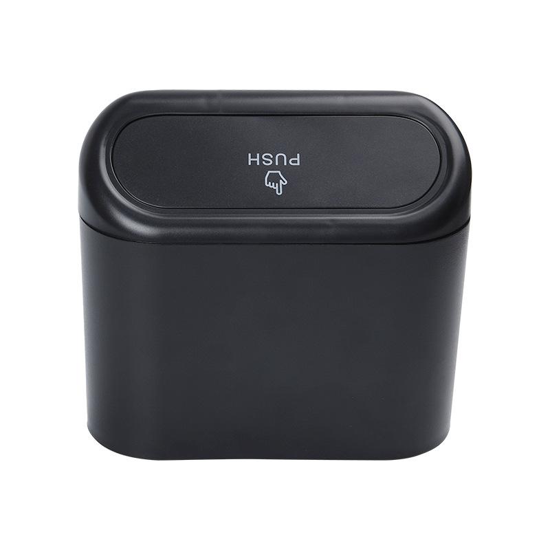 Car Trash Bin Hanging Vehicle Garbage Dust Case Storage Box Black ABS Square Pressing Type Trash Can Auto Interior