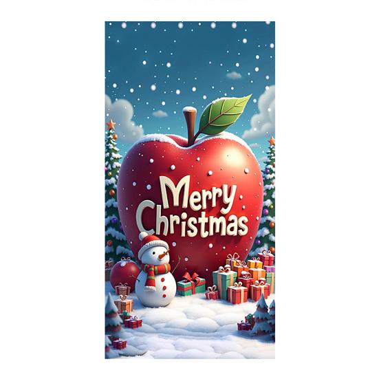 Christmas Door Cover Merry Christmas Backdrop Banner Outdoor Front Porch Door Sign for Holiday Door Wall Home Decor Photo Backgrounds