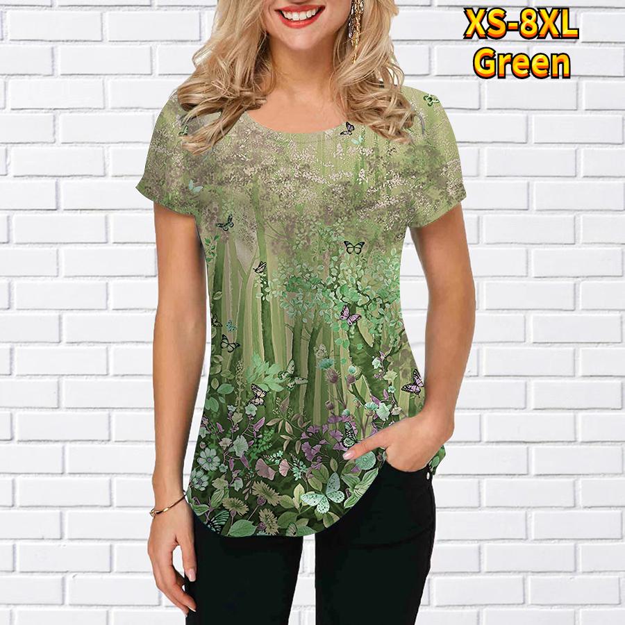 Short Sleeve Clothes Ladies Ladies Print Fashion Ladies Casual Summer T Clothes T Shirts New Print S-8XL