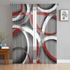 Geometric Abstract Modern Art Red Tulle Curtains For Living Room Bedroom Voile Sheer Curtain Window Home Decor Drapes