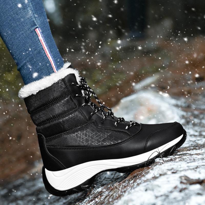 Fashion Winter Women's Casual Snow Boots Outdoor Comfortable Warm Plush Cotton Shoes Anti Slip Thick Soled Ankle Boots Shoes for Women