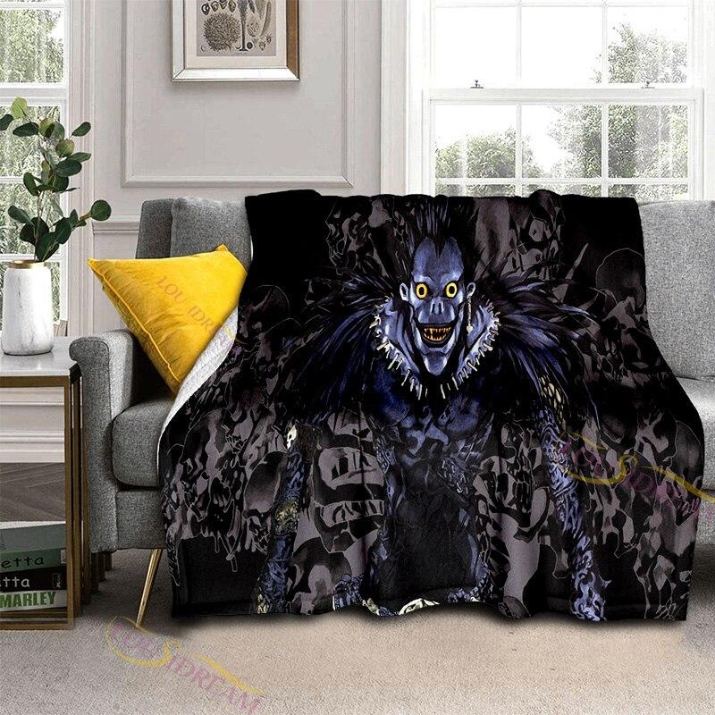 3D Print Death Note Blanket Flannel Plush Throw Blanket Horror Series Fuzzy Soft Blanket Microfiber for Couch Sofa Bed