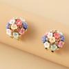 Romantic Korean Ceramic Flower Rhinestone Earrings: Exquisite Temperament Ear Cuffs & Stud Jewelry