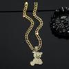 Rhinestone Pendant Necklace Bear Shape Bling Bling Necklaces New Hip Hop Necklace  For Men Women