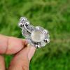 Sterling Silver Round Moonstone Gemstone Statement Birthday Flower Ring Jewelry