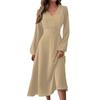Women's Autumn And Winter Casual Fashion V-neck Long Sleeve Solid Color Long Dress