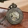New Vintage Bronze Clamshell Automatic Mechanical Roman Numerals Pocket Watch for Men and Women Students