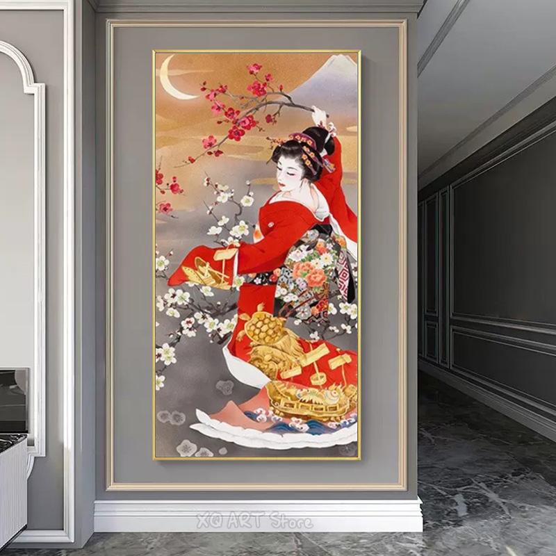 Ukiyo-e Japanese Style Lady Figure Decorative Painting For Sushi Place Japanese Food Canvas Posters Prints Wall Home Decoration