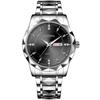 New Trend Men's Watch Men's Waterproof Tungsten Steel Style Calendar Quartz Watch Stainless Steel Date Luminous Blue Clock Business Clock