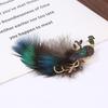Korean Simulated Feather Peacock Brooch: Elegant, Luxurious Pin for Women.
