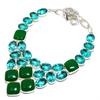 Green Jade, Blue Topaz Gemstone 925 Sterling Silver Jewelry Necklace 18" SU-9760