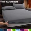 New Solid Bed Mattress Cover 99%Waterproof Mattress Protector Pad Fitted Sheet Separated Water Bed Linens with Elastic Multi Size