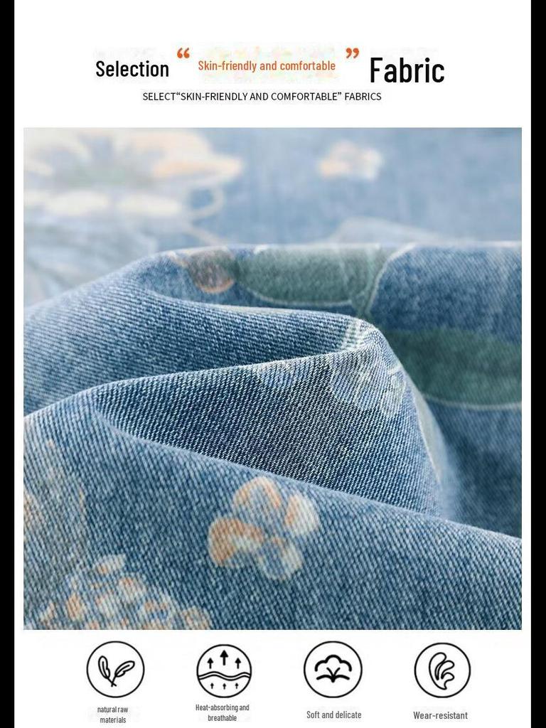 Women's Retro Floral Wide-Leg Printed Jeans - Summer 2024 Collection