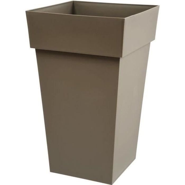 Tall Square Flower Pot 39 Cm - EDA - Tuscany - 62 L - 39 X 39 X H. 65 Cm - Taupe