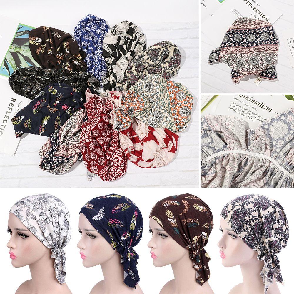 New Fashion Scarf Muslim Printed Headwear Cancer Chemo Hat Turban Hat Head Wrap Cap