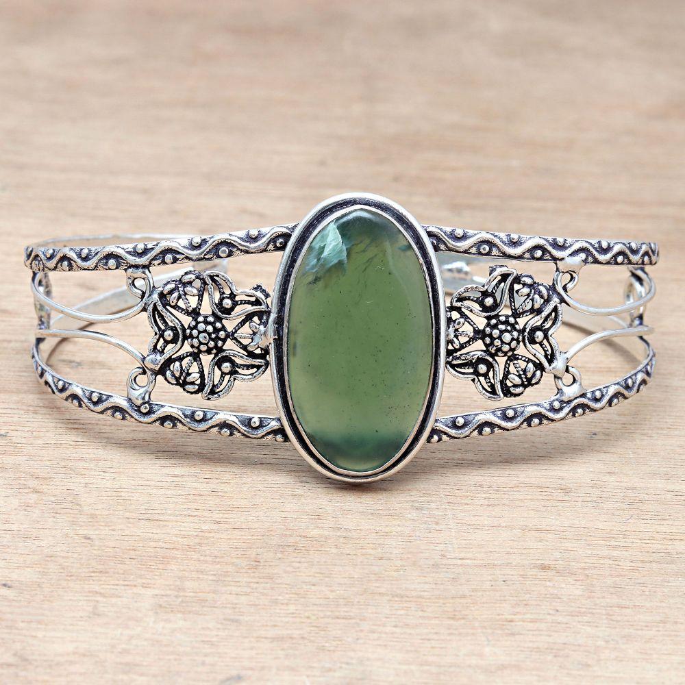 Vassolite Gemstone Handmade Silver Jewelry Cuff Bracelets 7''Adjustable