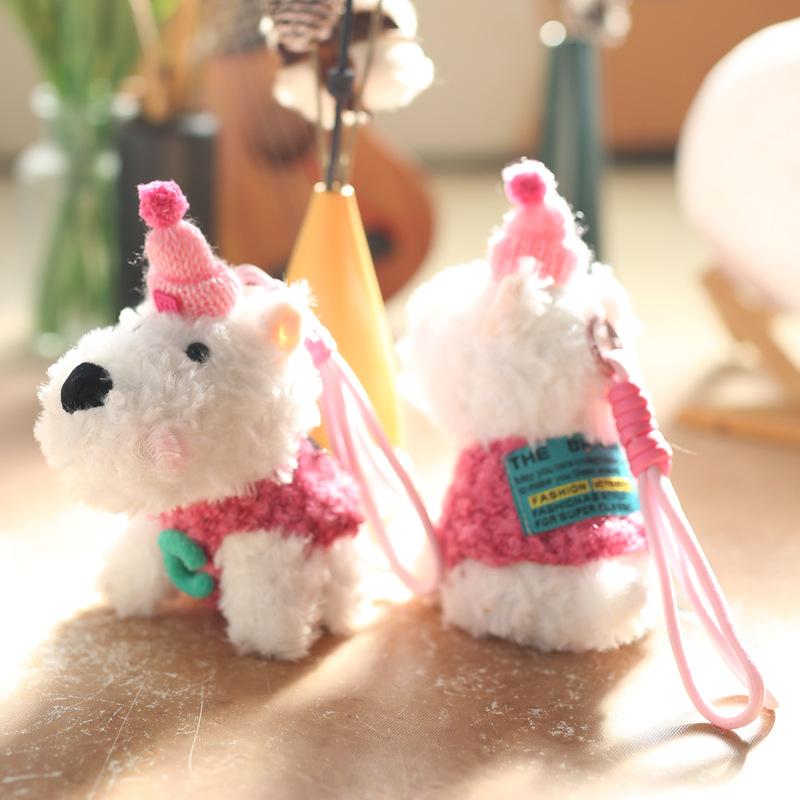 Cute Cute West Highland Puppy Pendant Plush Toy Doll Bag Hanging Keychain Rag Doll Doll Doll