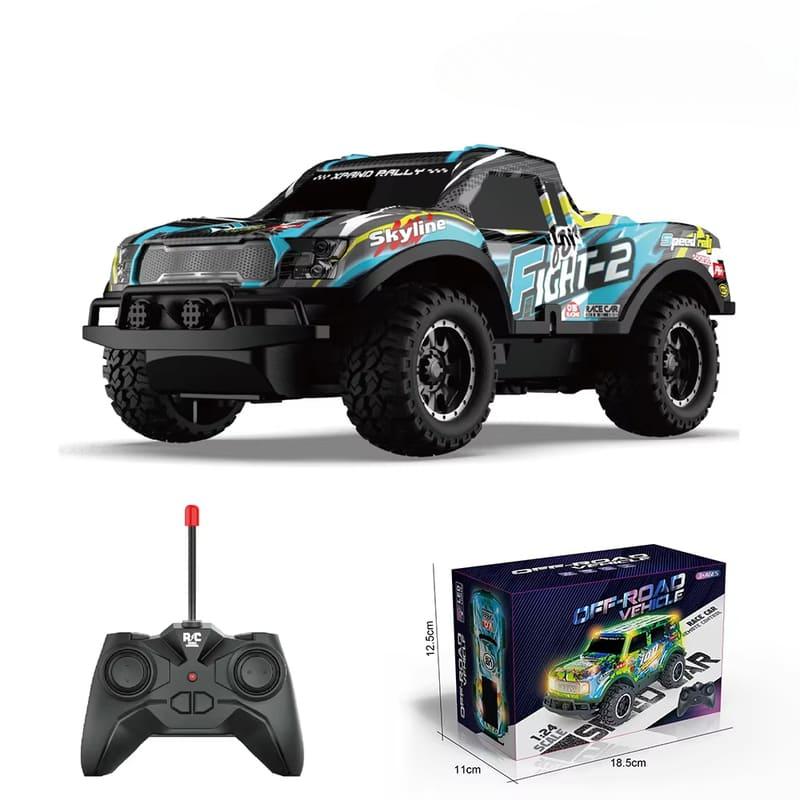 New 1:24 Full Scale LED Light Off-Road Jeep Remote Control Car 10km/h Battery Controlled Children's Toy Car Boy Gift Anti-Fall Anti-Collision